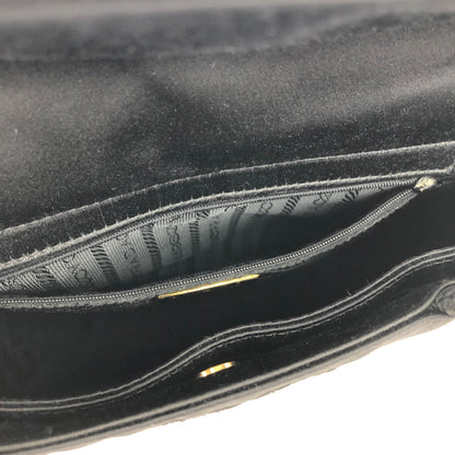 PRADA Logo Embroidery Satin Handbag Black Vintage Old r5nh3r