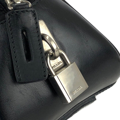 PRADA Triangle logo Nylon Mini Boston bag Handbag Black Vintage Old khg6em