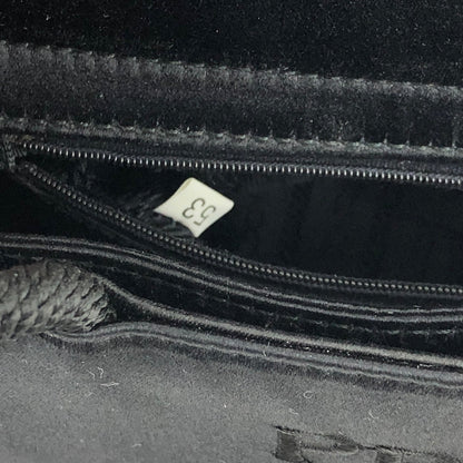 PRADA Logo Embroidery Satin Handbag Black Vintage Old r5nh3r