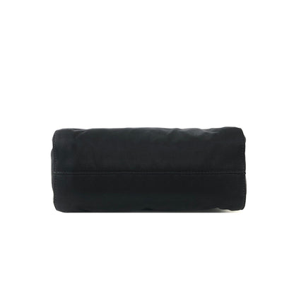 PRADA Logo Embroidery Satin Handbag Black Vintage Old r5nh3r