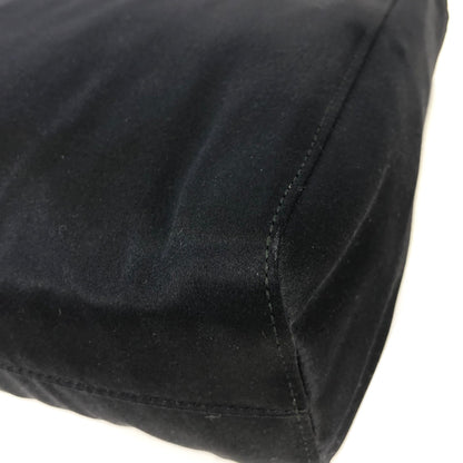PRADA Logo Embroidery Satin Handbag Black Vintage Old r5nh3r