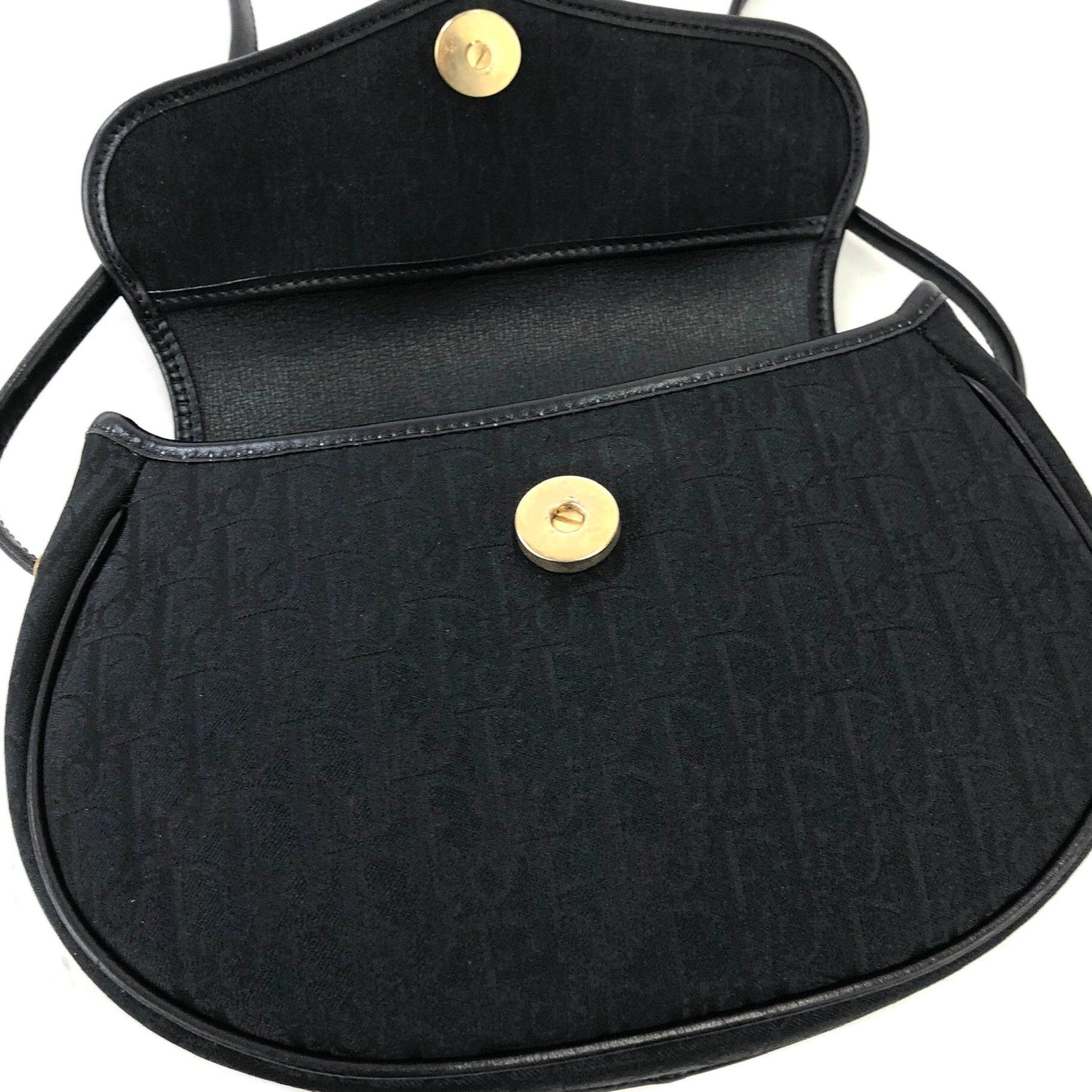 Christian Dior Logo Trotter Jacquard Crossbody Shoulderbag Black Vintage Old ypb2ed