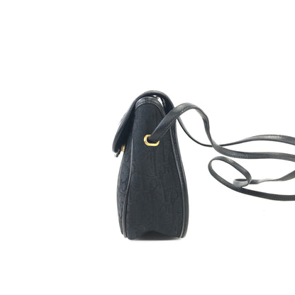 Christian Dior Logo Trotter 提花斜背包 黑色 復古 舊款 ypb2ed