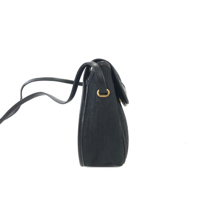 Christian Dior Logo Trotter 提花斜背包 黑色 復古 舊款 ypb2ed