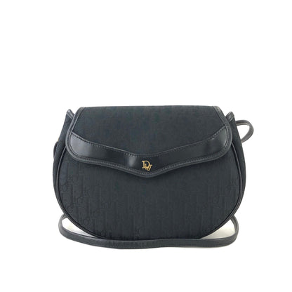 Christian Dior Logo Trotter 提花斜背包 黑色 復古 舊款 ypb2ed