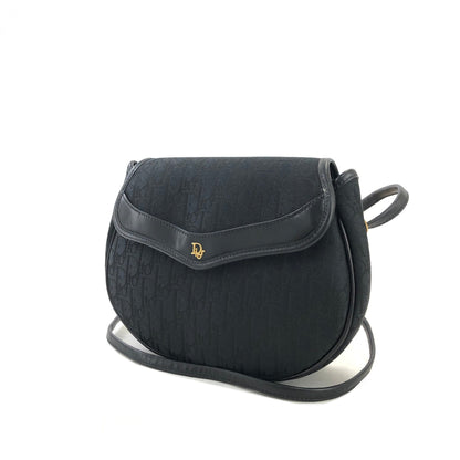 Christian Dior Logo Trotter 提花斜背包 黑色 復古 舊款 ypb2ed