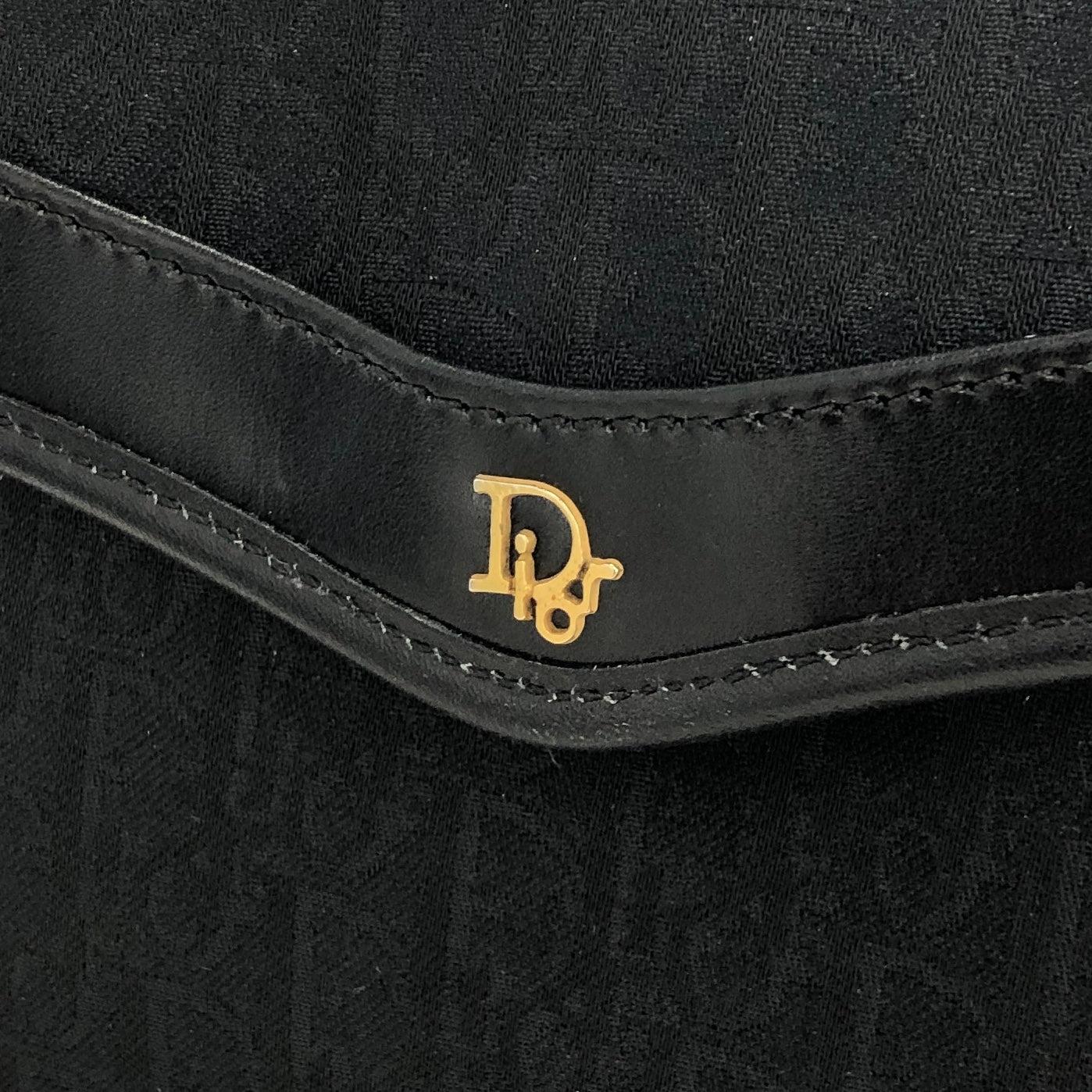 Christian Dior Logo Trotter Jacquard Crossbody Shoulderbag Black Vintage Old ypb2ed
