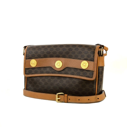 CELINE Macadam Coins Crossbody Shoulder bag Brown Vintage Old CELINE hkvufa