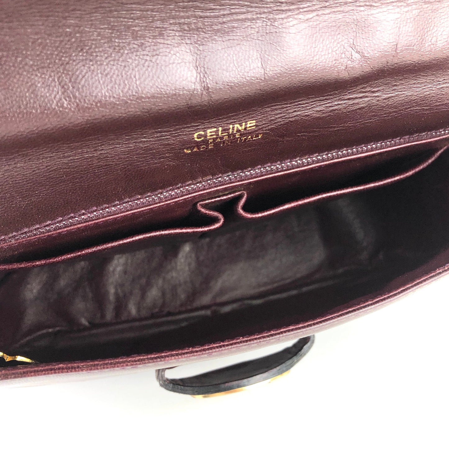 CELINE Blason Plate Side Blason Triomphe Leather Shoulder Bag Bordeaux Old Celine vintage xfmxkn