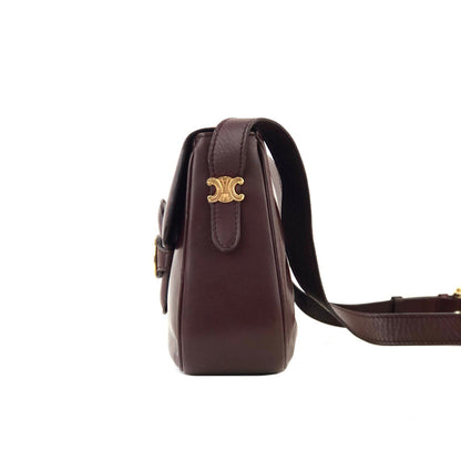 CELINE Blason Plate Side Blason Triomphe Leather Shoulder Bag Bordeaux Old Celine vintage xfmxkn