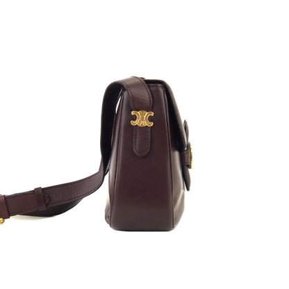 CELINE Blason Plate Side Blason Triomphe Leather Shoulder Bag Bordeaux Old Celine vintage xfmxkn