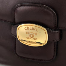 Load image into Gallery viewer, CELINE Blason Plate Side Blason Triomphe Leather Shoulder Bag Bordeaux Old Celine vintage xfmxkn
