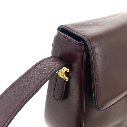 CELINE Blason Plate Side Blason Triomphe Leather Shoulder Bag Bordeaux Old Celine vintage xfmxkn