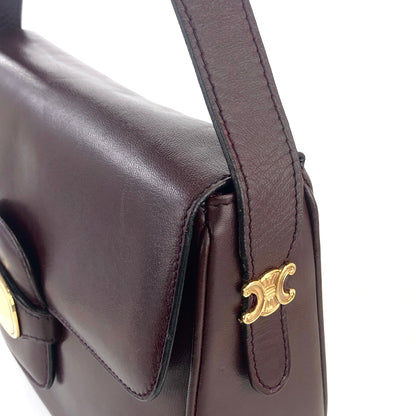 CELINE Blason Plate Side Blason Triomphe Leather Shoulder Bag Bordeaux Old Celine vintage xfmxkn