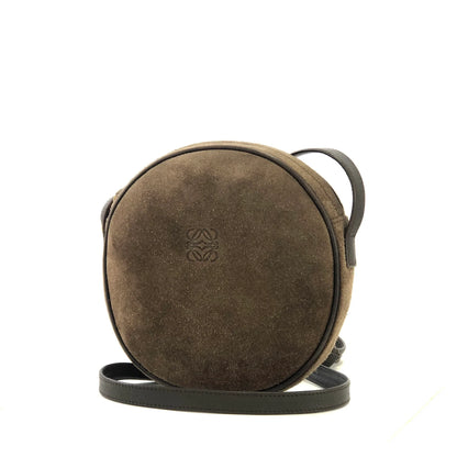 LOEWE Anagram Suede Round Shoulder bag Brown Vintage Old ugssgs