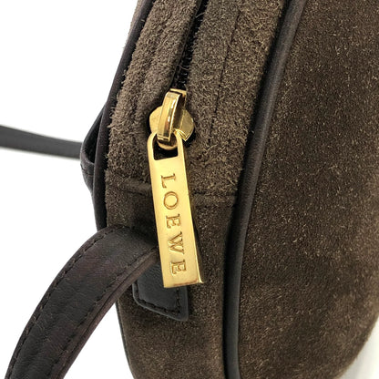 LOEWE Anagram Suede Round Shoulder bag Brown Vintage Old ugssgs