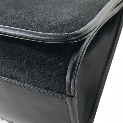 GUCCI Metal bar handle Unborn Calf Handbag Shoulder bag Black Vintage Old Gucci 8ftbm8