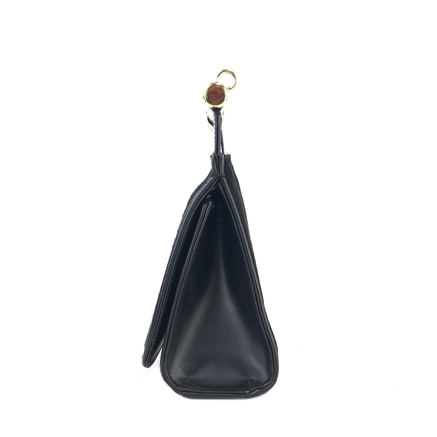 GUCCI Metal bar handle Unborn Calf Handbag Shoulder bag Black Vintage Old Gucci 8ftbm8