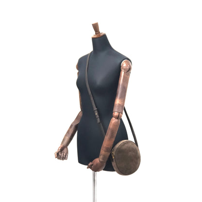 LOEWE Anagram Suede Round Shoulder bag Brown Vintage Old ugssgs