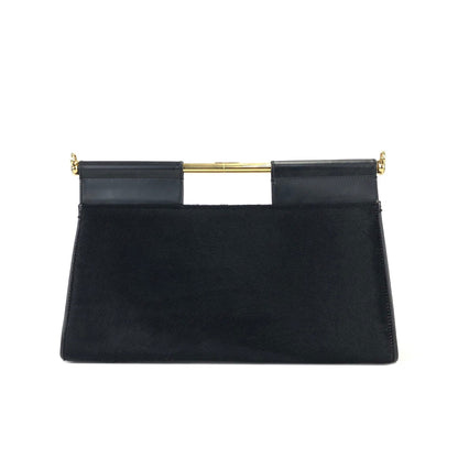 GUCCI Metal bar handle Unborn Calf Handbag Shoulder bag Black Vintage Old Gucci 8ftbm8