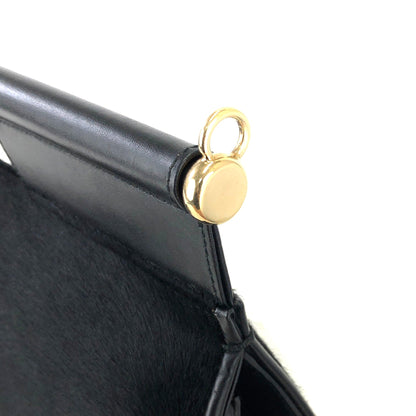 GUCCI Metal bar handle Unborn Calf Handbag Shoulder bag Black Vintage Old Gucci 8ftbm8