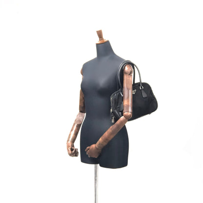 PRADA Triangle logo Nylon Mini Boston bag Handbag Black Vintage Old khg6em