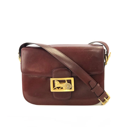 CELINE Horse carriage Crossbody Shoulderbag Bordeaux Vintage Old CELINE er7u4j