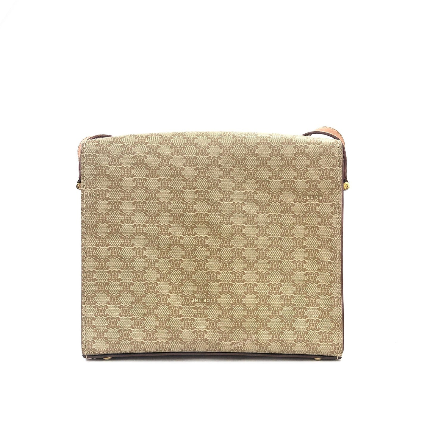 CELINE Macadam Gancini Box Shoulder bag Beige Vintage Old CELINE nk8rzw