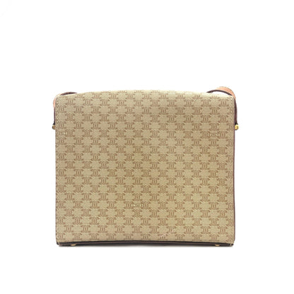 CELINE Macadam Gancini Box Shoulder bag Beige Vintage Old CELINE nk8rzw