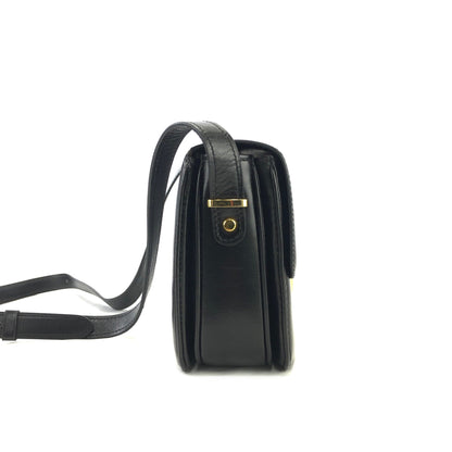 CELINE Medal motif Leather Crossbody Shoulder bag Black Vintage Old Celine 3sn772