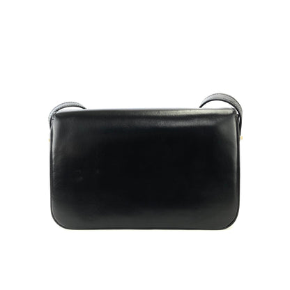 CELINE Medal motif Leather Crossbody Shoulder bag Black Vintage Old Celine 3sn772