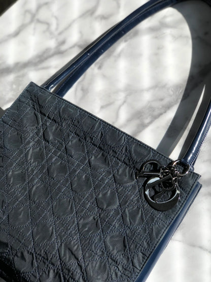 Christian Dior Cannage Charm Nylon Shoulderbag Handbag Black Vintage Old k2mj4v