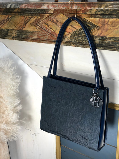 Christian Dior Cannage Charm Nylon Shoulderbag Handbag Black Vintage Old k2mj4v