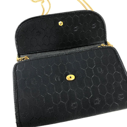 Christian Dior Logo Honeycomb Pattern Chain Crossbody Shoulderbag Black Vintage Old 8ydyef