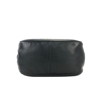 Christian Dior CD motif Embossed Leather Handbag Black Vintage Old c7ce8c