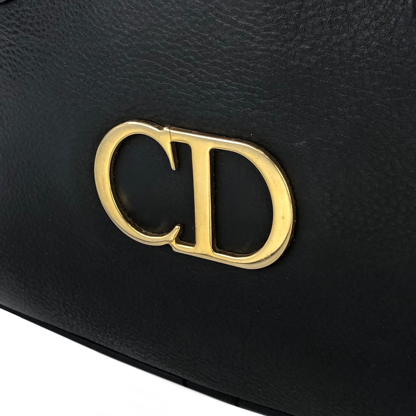 Christian Dior CD motif Embossed Leather Handbag Black Vintage Old c7ce8c