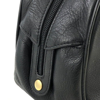 Christian Dior CD motif Embossed Leather Handbag Black Vintage Old c7ce8c