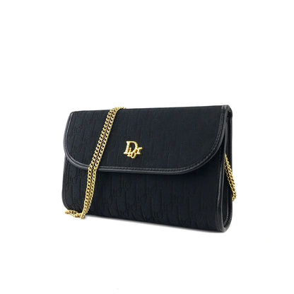 Christian Dior Logo Trotter Chain Crossbody Shoulderbag pochette Black Vintage Old 2kke8i