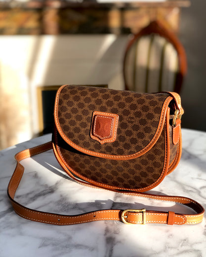 CELINE Macadam Crossbody Shoulder bag Brown Vintage Old CELINE zad5df