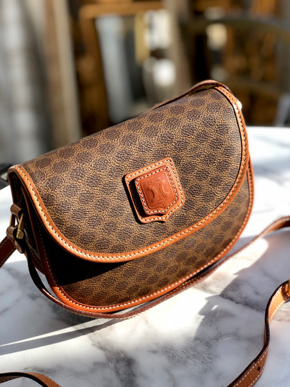 CELINE Macadam Crossbody Shoulder bag Brown Vintage Old CELINE zad5df