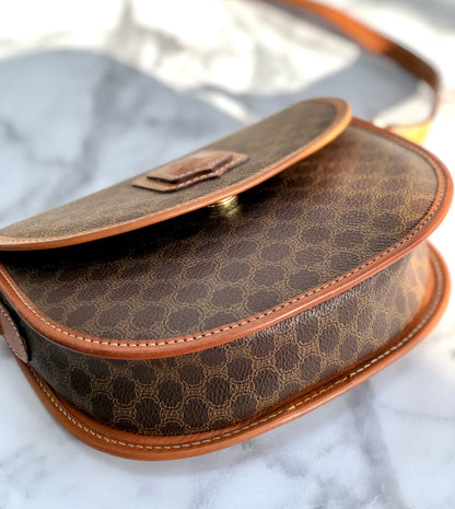 CELINE Macadam Crossbody Shoulder bag Brown Vintage Old CELINE zad5df