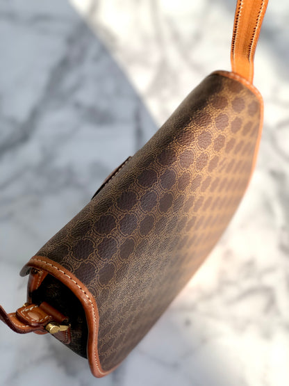 CELINE Macadam Crossbody Shoulder bag Brown Vintage Old CELINE zad5df