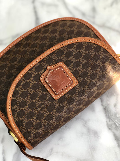 CELINE Macadam Crossbody Shoulder bag Brown Vintage Old CELINE zad5df