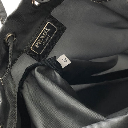 PRADA Triangle logo Nylon Drawstring Saffiano Leather Mini Handbag Gray Vintage Old dvzbpm