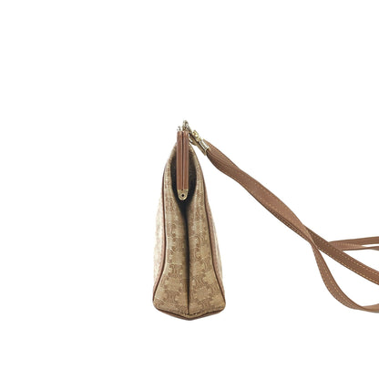 CELINE Macadam Blason Clasp Shoulder bag Beige Vintage Old Celine b8cznz