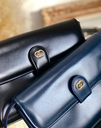 GUCCI GG logo 2Way Shoulder bag Clutch bag Navy Vintage Old Gucci yscy3p