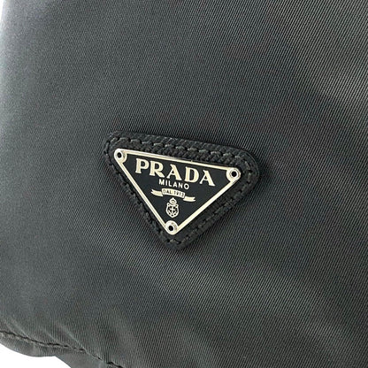 PRADA Triangle logo Nylon Drawstring Saffiano Leather Mini Handbag Gray Vintage Old dvzbpm