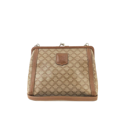 CELINE Macadam Blason Clasp Shoulder bag Beige Vintage Old Celine b8cznz