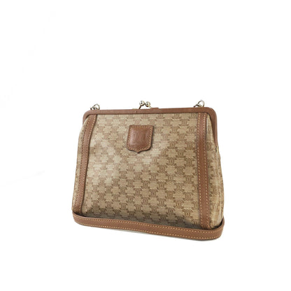 CELINE Macadam Blason Clasp Shoulder bag Beige Vintage Old Celine b8cznz