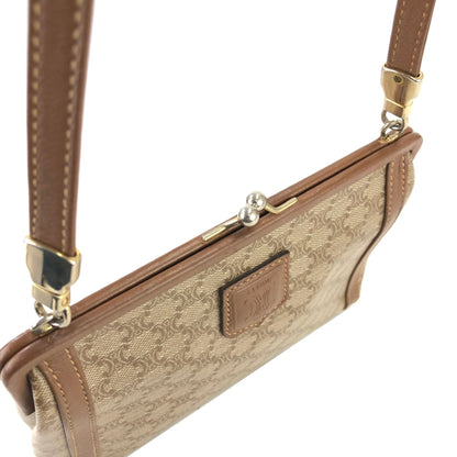 CELINE Macadam Blason Clasp Shoulder bag Beige Vintage Old Celine b8cznz